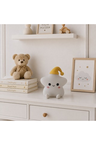 Hukids Uykucu Yıldız Silikon Gece Lambası Beyaz