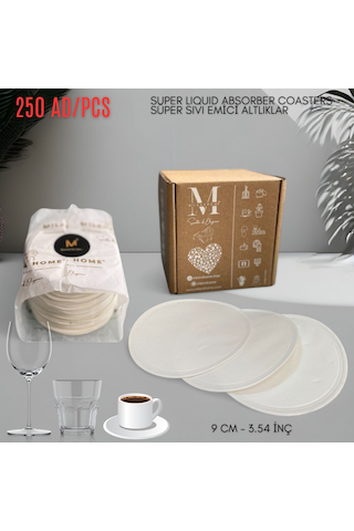 Kağıt Bardak Altlığı Cam Bardak Altlığı 90 Mm Yuvarlak 250 Adet Beyaz