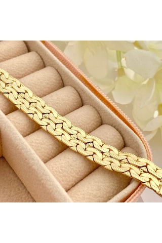 Midyat Bileklik Yöresel Ezme Zincir Bileklik Kararmaz Xuping 14 Ayar Gold 18cm Gold