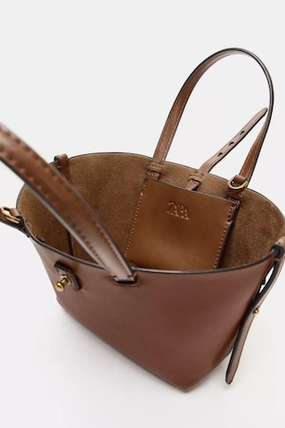 Zara Mini Hasır Tote Çanta Kahverengi