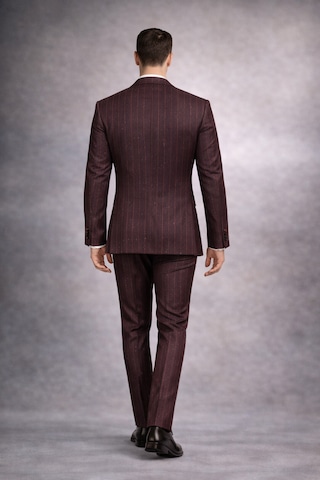 Fabıo Cassel Lacivert Kruvaze Erkek Takım Elbise Slim Fit Burgonya