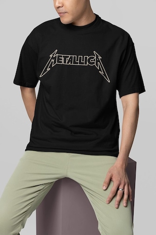 Metallica Rock Metal Baskılı Unisex Oversize Müzik Grubu Tişört Siyah