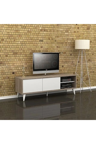 Retro Wide Slide Tv Sehpası-latte-soft Beyaz 150x50x40 Cm Gxyxd