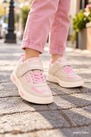 Mini Bonito Unisex Çocuk Sneaker Işıklı Tabanlı Günlük Spor Ayakkabı 26-30 Numara Arası Işıklı Bej