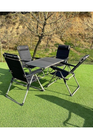 Xxl Masa + 4 Lüx Sandalye Set Siyah