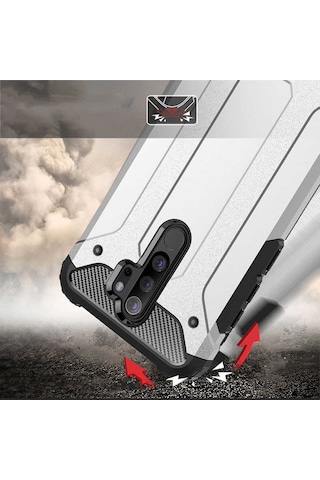 Noktaks - Xiaomi Uyumlu Xiaomi Redmi Note 8 Pro - Kılıf Çift Katman Zırh Tank Crash Military Kapak - Kırmızı