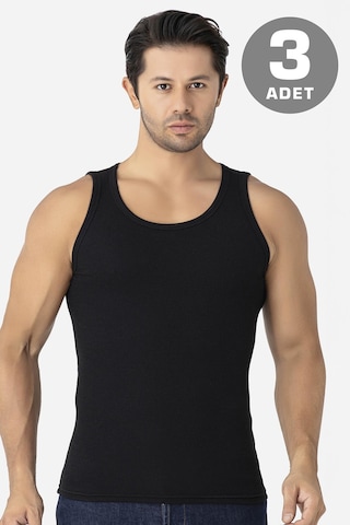 Erkek Siyah Fitilli Kaşkorse Atlet 3'lü Paket Esnek Ve Yumuşak Kumaş Siyah