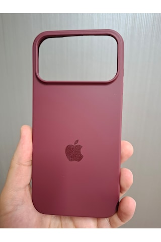 Apple Uyumlu iPhone 17 Pro Max Logolu İçi Kadife Silikon Lansman Kılıf Bordo