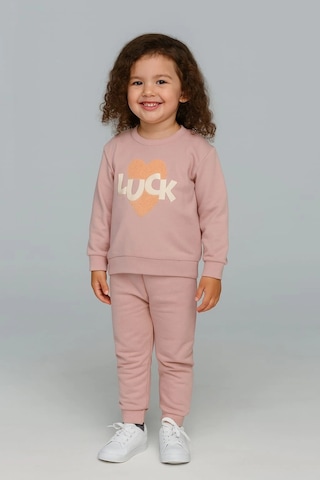 Luck Kalpli %100 Pamuk Çocuk Eşofman Takımı Gül Kurusu