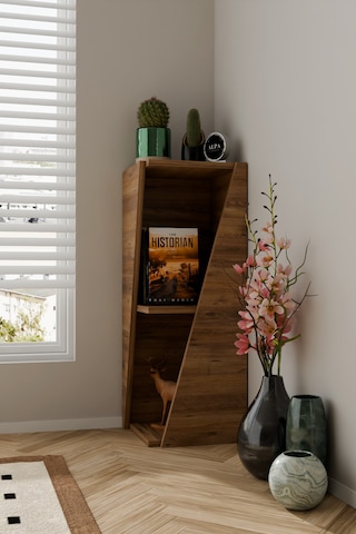 Modern Çok Amaçlı 90 Cm 2 Raflı Köşe Kitaplık Dekoratif Salon Rafı Çok Amaçlı Düzenleyici Organizer Atlantik Çam