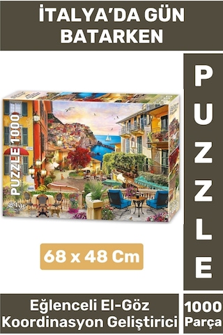 El Göz Koordinasyon Beceri Görsel Algı Geliştirici 1000 Parça Çocuk Puzzle İtalya'da Gün Batarken