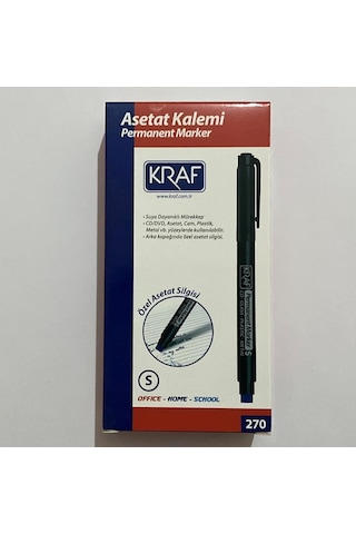 Kraf Permanent Marker Kalemi, Yeşil, Silgili, Suya Dayanıklı, S Uç, Cd/dvd/cam/plastik/metal İçin, 12'li Paket