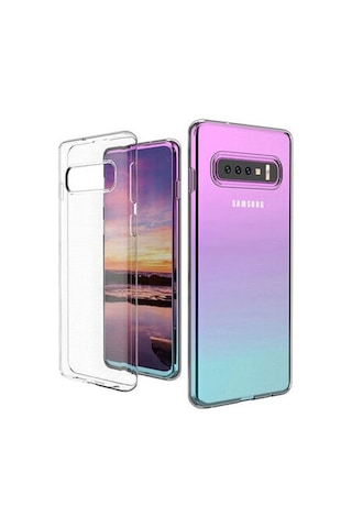 Samsung Galaxy S10 Plus İle Uyumlu Kılıf Şeffaf Kamera Korumalı Esnek Silikon Telefon Kılıfı Kapak