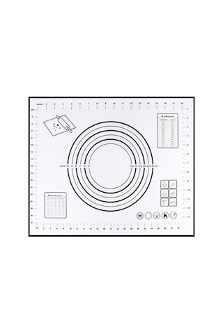 Honmex Siyah Silikon Hamur Hazırlama Matı, Ölçü İçerir, 50x40cm, Fırın Ve Barbekü İçin Yeniden Kullanılabilir Siyah