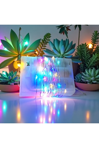 Upway 5 Metre Su Geçirmez 4 Renkli 50 Led Işık - Pilli Dekoratif Aydınlatma