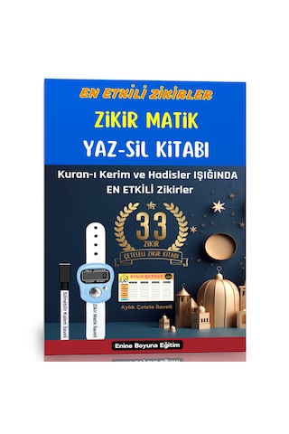 En Etkili Zikirler Yaz-sil Kitabı Silinebilir Kalem, Zikir Matik