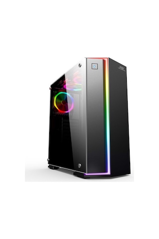 Powerboost VK-G3906S USB 3.0 Siyah Rainbow RGB Fan Strip MidT Gaming Kasa (PSU Yok)