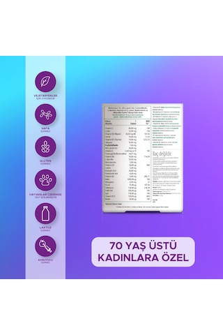 Wellwoman Demir, Biotin,Çinko,B Complex, D Vitamini İçeren 70 Yaş Üzeri Kadın Sağlığı Vitamini 30 Tablet