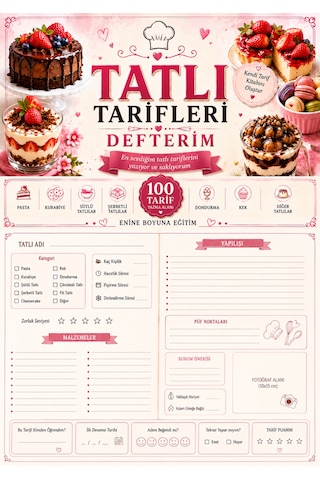 Tatlı Tarifleri Defterim Çok Renkli