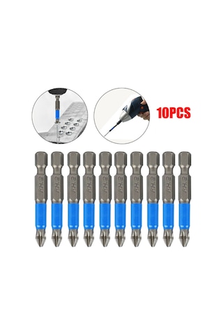 Yaozixia 10 Adet Manyetik 50mm 1/4 İnç Ph2 Çapraz Tornavida Matkap Uçları Elektrikli Tornavida İçin Onaltılık Şaft Kaymaz