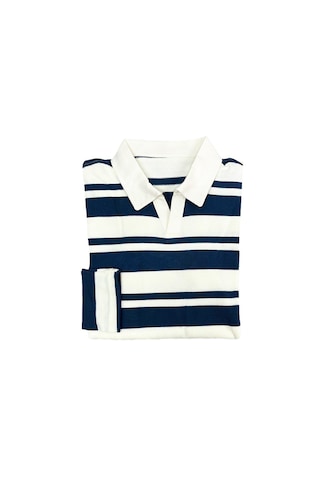 Fazra Erkek Polo Yaka Çizgili Triko Kazak 2025 Lacivert