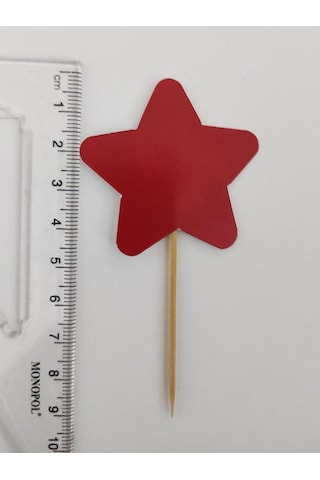 30 Adet Dekoratif Karton Kırmızı Yıldız Şeklinde Pasta Kürdanı 6,5 Cm-kırmızı Yıldızlı Kürdan