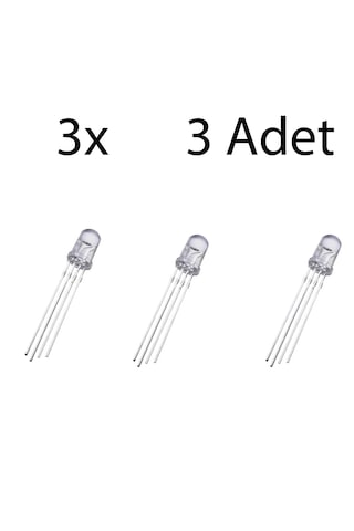 5mm Rgb Led Ortak Anot 4 Pin Multicolor Diyot Işık 3 Adet