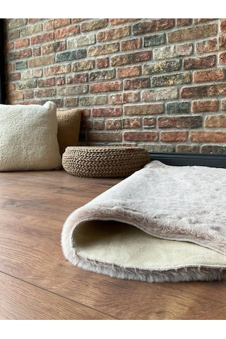 Saraz Halı Tavşan Tüyü Post Peluş Ultra Yumuşak Post Puffy Kum Beji