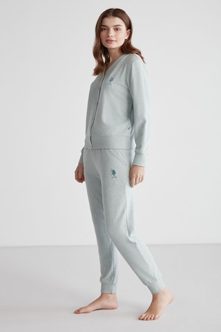 U.S. Polo Assn. U.s Polo Assn. 16956 Kadın Yeşil Melanj Patlı Uzun Kollu Pijama Takımı -yeşilmelanj Yeşil Melanj