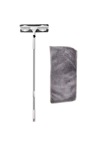 Paslanmaz Çelik Uzun Saplı Temizleme Fırçası Pencere Temizleyici Cam - Fayans Silecek Teleskopik