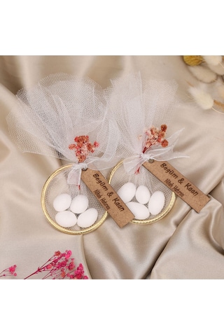 Söz, Nişan, Düğün İçin 10 Lu Nikah Şekerli Halka Hediye Seti