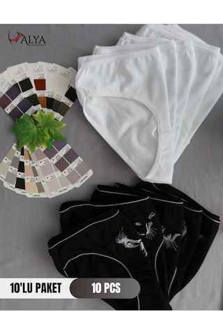 Alya Underwear Kız Çocuk Kalpli Dokuma Lastik Pamuklu Kumaş Slip Külot 5'li Paket 5 Adet Beyaz Multicolor-x17