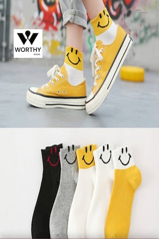 Worthy Socks 5'li Kadın Çok Renkli Pamuklu Kolej Tenis Çorap