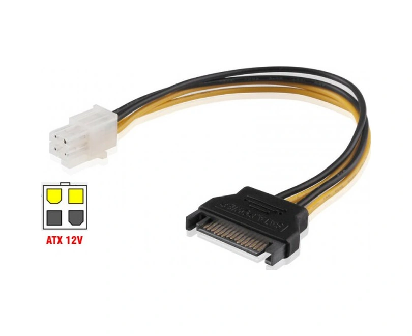Atx 4 Pin 12v Power To Sata 15 Pin Erkek Power Kablo 30cm