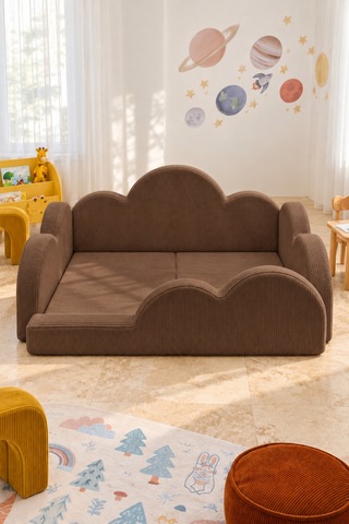 Funbed Junior Bulut Tasarımlı Çocuk Yatağı, Karyola Ve Oyun Matı Seti Kahverengi - 938609351