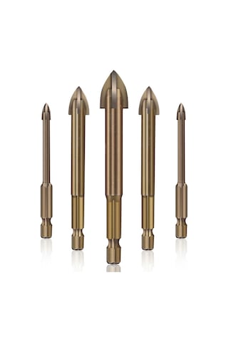 Kangvka Çelik Karbür Çok Amaçlı Matkap Ucu Seti, Cam, Seramik, Tuğla, Ahşap Delme İçin 6 Adet 5+6+6+8+10+12 Mm