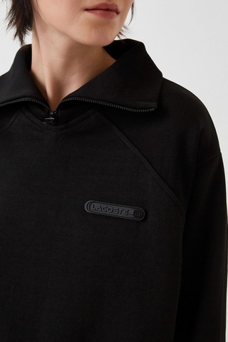 Lacoste Olympic Women's Half Zip Stand Up Collar Sweatshirt Kadın Yarım Fermuar Dik Yaka Sweatshirt Siyah Siyah