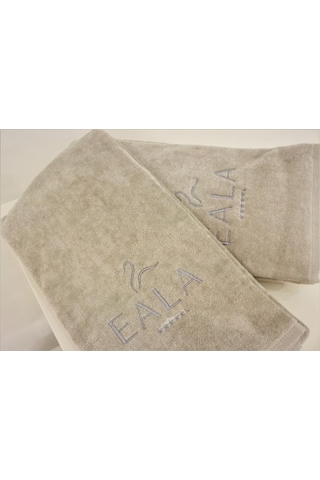 50 x 100 Bej İndantren Kadife Nakışlı Havlu Hijyenik Boya Tutmayan