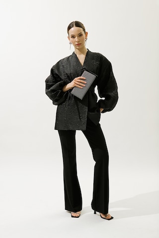 Jakar Organze Kimono Siyah Siyah