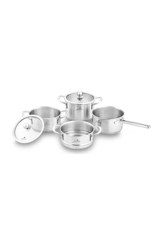 Jumbo New Baby Steel 6 Parça Çelik Mini Tencere Seti Gri