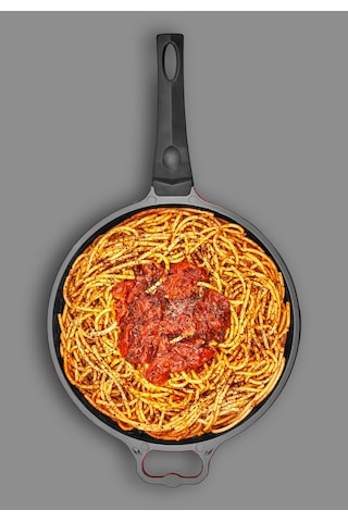 Polochef Derin Döküm Granit Yardımcı Kulplu Tava 28 Cm Siyah