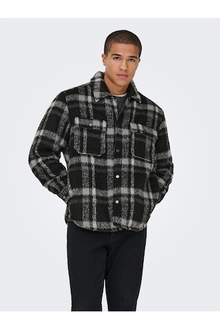 Only & Sons Onsgıo Lf Check Padded Jacket Otw Erkek Black Mont - 22030156 Siyah