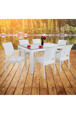 Depootoptan Mandella Elit Rattan 90 x 150 CM 2 Elit Koltuk 4 Elit Sandalye Camlı M (533390009)