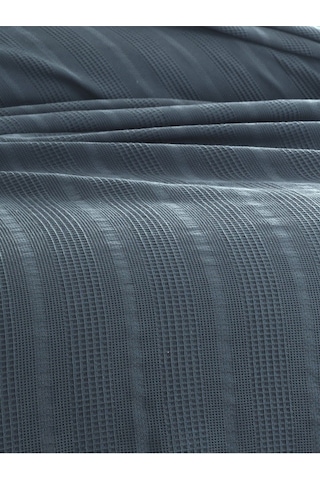 Çift Kişilik Waffle Pike 210x230cm, %100 Pamuk, Petekli Pike İndigo
