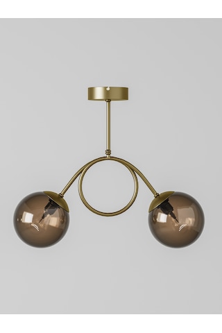 Arven Modern Eskitme Metal Gövdeli 2'li Bal Rengi Cam Küre Avize