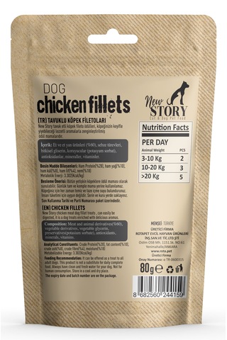 New Story Dog Chicken Fillets Tavuk Etli Şerit Köpek Ödülü 4 x 80 G