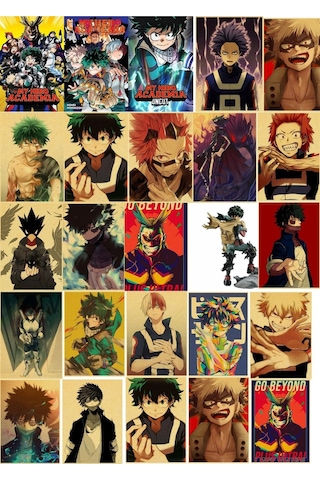 Boku No Hero Academia Anime Duvar Retro Poster 34 Adet 10cm 15cm