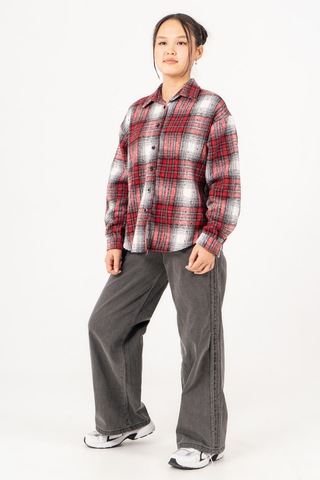 Kız Çocuk Yumuşak Dokulu Kareli Oduncu Gömlek 3172 Kırmızı