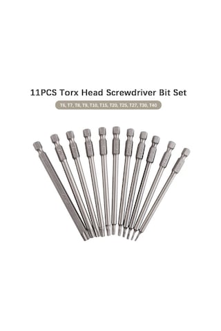Novahub Tornavida 11 Adet Torx Başlı Tornavida Ucu Seti 6.35mm Altıgen Şaft 100mm Uzun M - Kullanışlı Torx Uçlu Tornavida Seti