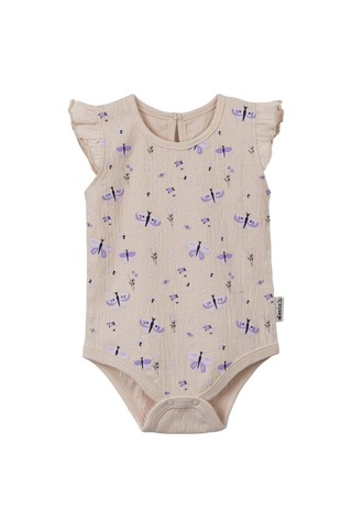 Kelebek Kol Fırfır Askılı Üçlü Body Set Lila